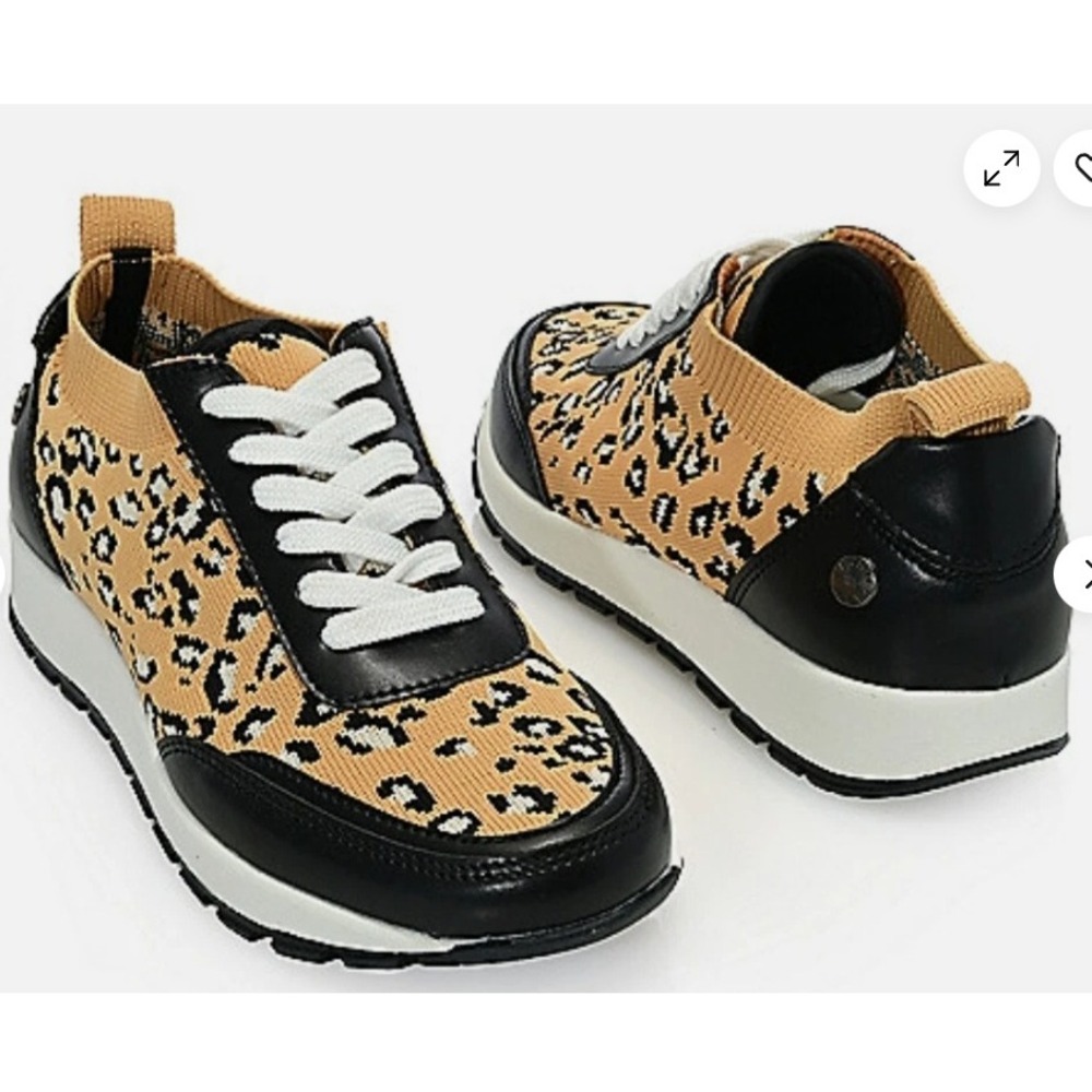 Bernie Mev New York Titan Leopard Knit Wedge Sneakers Shoes Women's 39 8.5 9 NEW